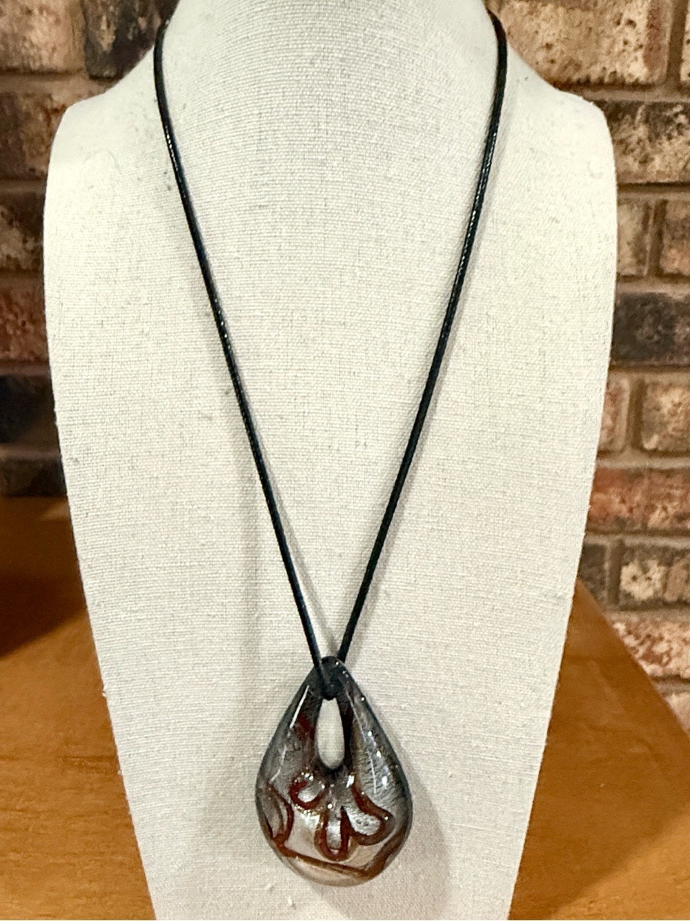 Lampworks Glass pendant necklace metallic colors